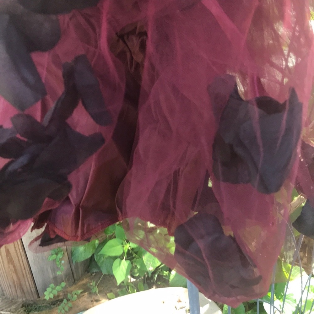 NWT Way To Celebrate! Wine Mesh Black Petals Tutu